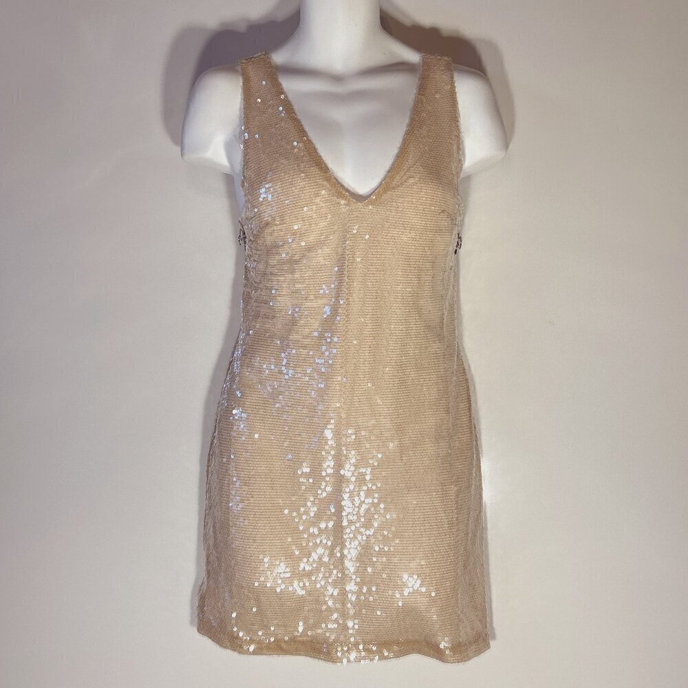 A New Day SZ S Champagne sequin sheath dress classic party cocktail formal sexy
